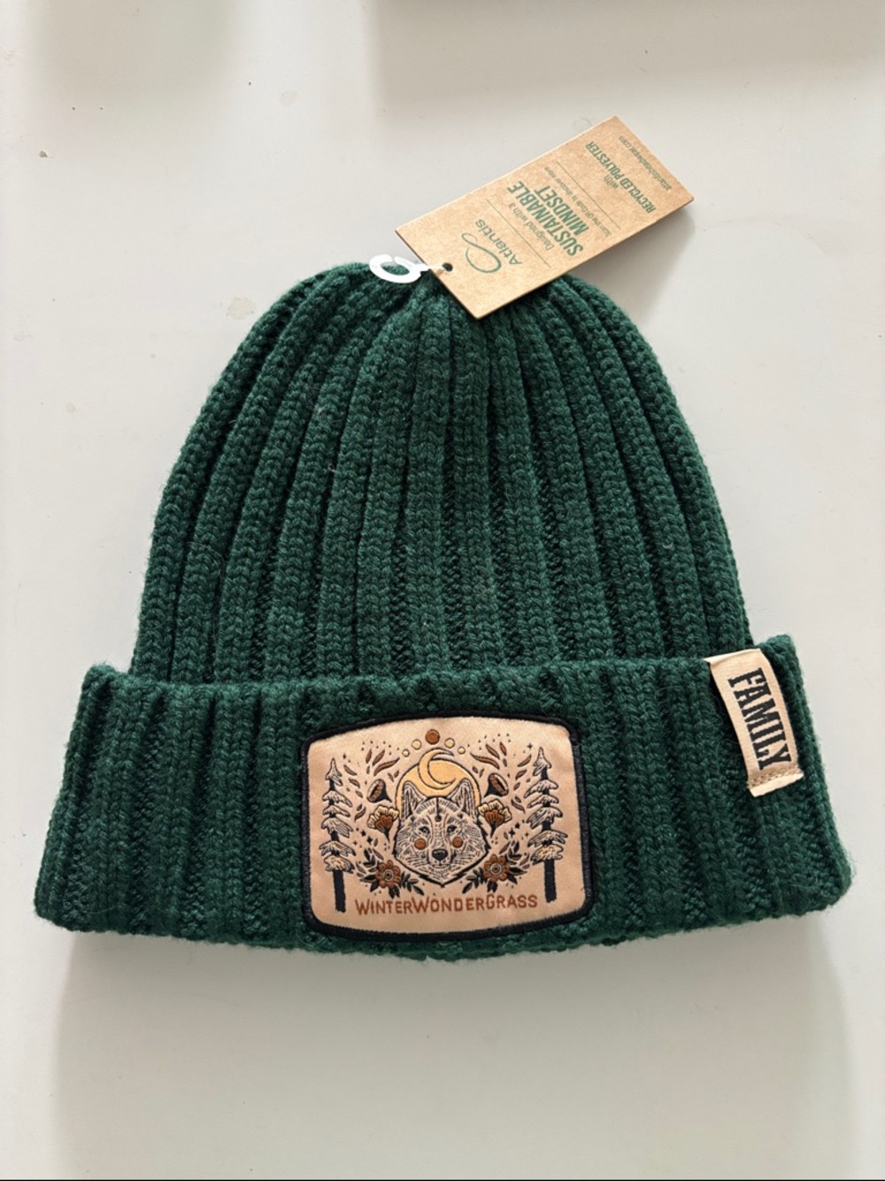 WinterWonderGrass Dark Green Ribbed Knit Beanie